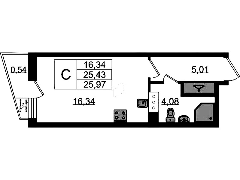 Квартира студия 25.97 м², 9/11 эт., ЖК «VEREN NORT Сертолово»